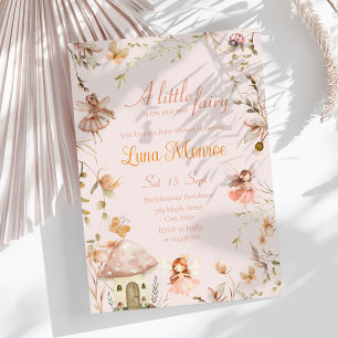 Invitation Fairy Champagne Cottage Boho Watercolor Baby showe