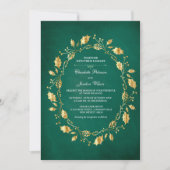 Invitation Fairy conte Emerald Green et Gold Royal Mariage (Devant)