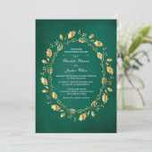 Invitation Fairy conte Emerald Green et Gold Royal Mariage (Debout devant)