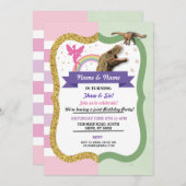 Invitation Fairy & Dinosaur Joint Garçon fille Anniversaire (Devant / Derrière)