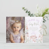 Invitation Fairy Enchanted Birthday Photo Thank you card (Debout devant)