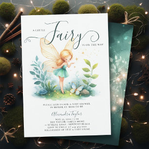 Invitation Fairy Enchanted Emerald Garden Baby Girl Douche