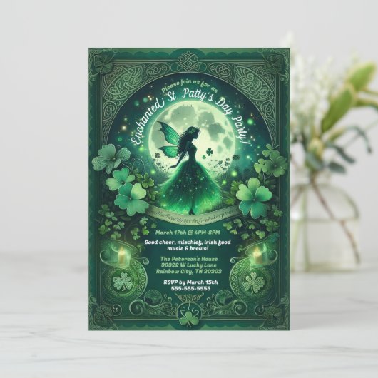 Invitation Fairy Enchanted Irish St. Patrick's Day Party (Debout devant)