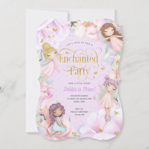 Invitation Fairy Enchanted Party, Jardin Flower fille anniver