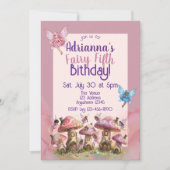 Invitation Fairy Fifth, Pink Purple 5th Birthday (Devant)