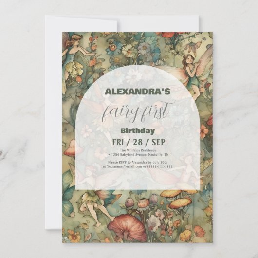 Invitation Fairy First 1er anniversaire Enchanted Forest (Devant)