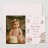 Invitation Fairy First 1st Birthday Enchanted Magical Photo (Devant / Derrière)