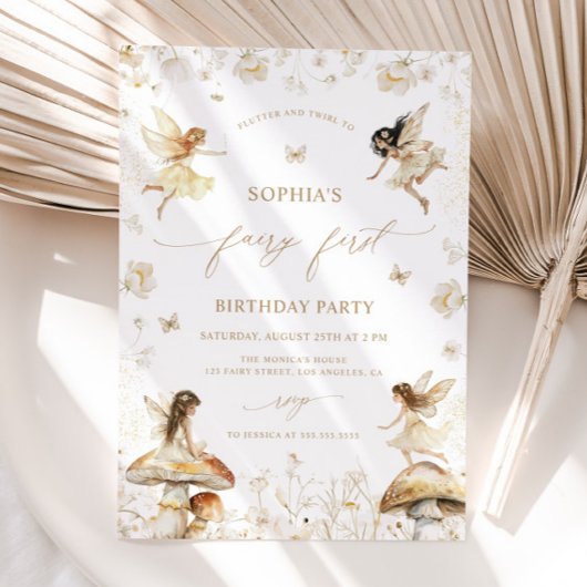 Invitation Fairy First Birday Boho