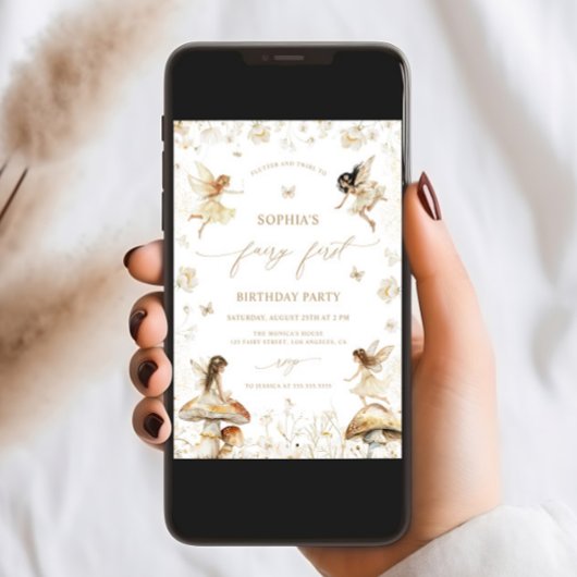 Invitation Fairy First Birday Boho