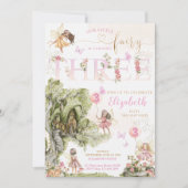 Invitation Fairy First Birday Forest Aquarelle (Devant)
