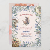 Invitation Fairy First Birday Forest Aquarelle (Devant / Derrière)