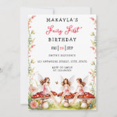 Invitation Fairy First Birday Forest Aquarelle Champagne (Devant)