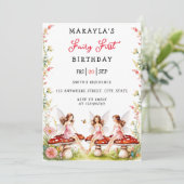 Invitation Fairy First Birday Forest Aquarelle Champagne (Debout devant)