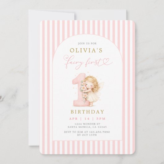 Invitation Fairy First Birthday (Devant)