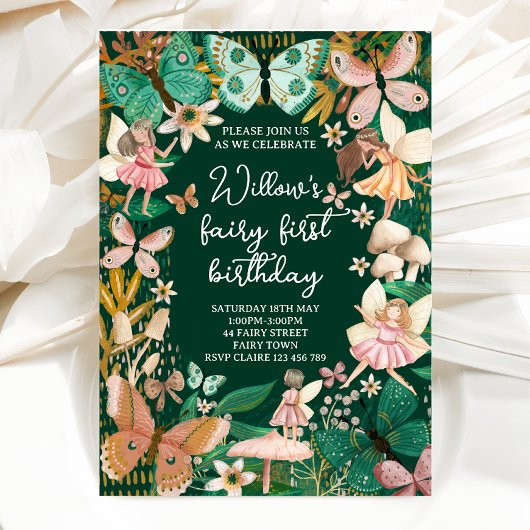 Invitation Fairy First Birthday 1st