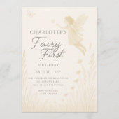 Invitation Fairy First Birthday Floral Watercolor (Devant)