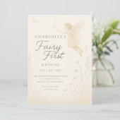 Invitation Fairy First Birthday Floral Watercolor (Debout devant)