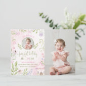 Invitation Fairy First Birthday Forest Champignons Photo (Debout devant)