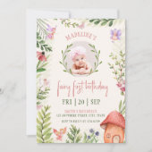 Invitation Fairy First Birthday Forest Champignons Photo (Devant)