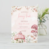 Invitation Fairy First Birthday Forest Watercolor Mushroom (Debout devant)