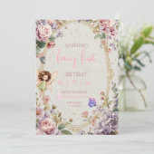 Invitation Fairy First Birthday Forest Watercolor Mushroom  (Debout devant)