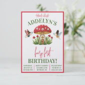 Invitation Fairy First Birthday, Garden Mushroom Anniversaire (Debout devant)