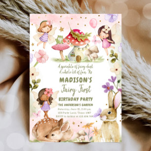 Invitation Fairy First Birthday Girl 1st Fairy Forest Magique