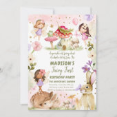 Invitation Fairy First Birthday Girl 1st Fairy Forest Magique (Devant)