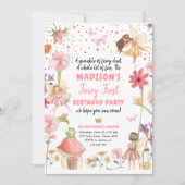 Invitation Fairy First Birthday Girl 1st Fairy Forest Magique (Devant)