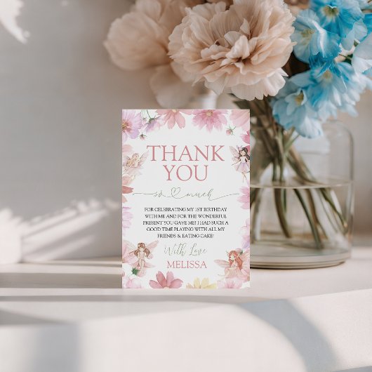 Invitation Fairy First Birthday Thank You Card