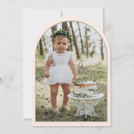 Invitation Fairy First Custom Photo Rose Sage 1er anniversair (Dos)