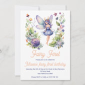 Invitation Fairy First Cute Aquarelle 1er Anniversaire (Devant)