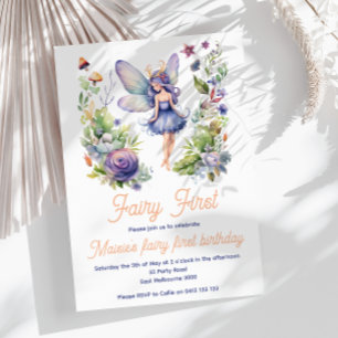Invitation Fairy First Cute Aquarelle 1er Anniversaire