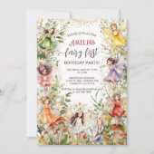 Invitation Fairy First Cute Floral Fairies Girls 1er annivers (Devant)