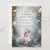 Invitation Fairy First Enchanted Forest Girl 1er anniversaire (Devant)