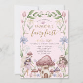 Invitation Fairy First Enchanted Forest Girl 1er anniversaire (Devant)