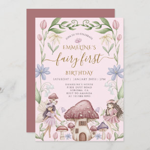 Invitation Fairy First Enchanted Forest Girl 1er anniversaire