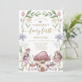 Invitation Fairy First Enchanted Forest Girl 1er anniversaire (Debout devant)