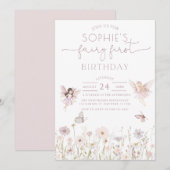 Invitation Fairy First Enchanted Garden Fairy Girl'Anniversai (Devant / Derrière)