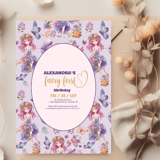 Invitation Fairy First Enchanted Woodland 1er Anniversaire