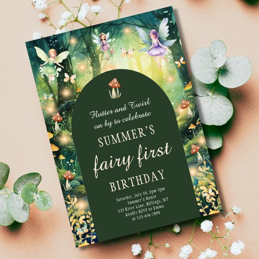 Invitation Fairy First Fbattage et Twirl Girl'anniversaire