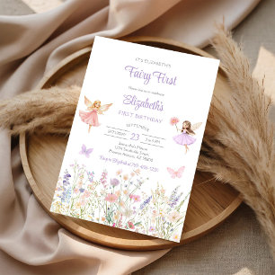 Invitation Fairy First Floral Fantaisiste 1er Anniversaire 