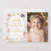 Invitation Fairy First Floral Garden Anniversaire Photo (Devant)