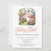 Invitation Fairy First Girl Birthday Party (Devant)