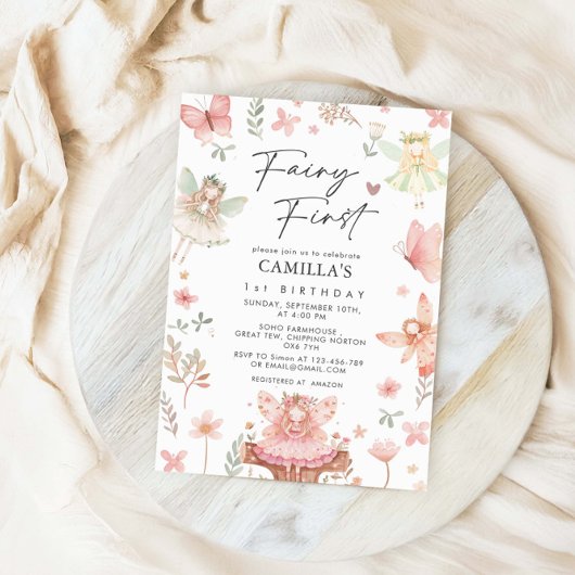 Invitation Fairy First Girl Whimsical Birthday Party
