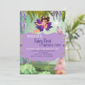 Invitation Fairy First Girl's 1st Birthday Enchanted forest (Debout devant)