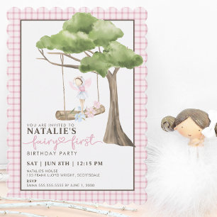 Invitation Fairy First Girl's 1st Birthday Party Personnalisé