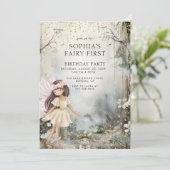 Invitation Fairy First Girl's Birthday Enchanted Forest (Debout devant)