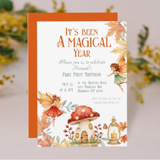 Invitation Fairy First Magic Fall Birthday