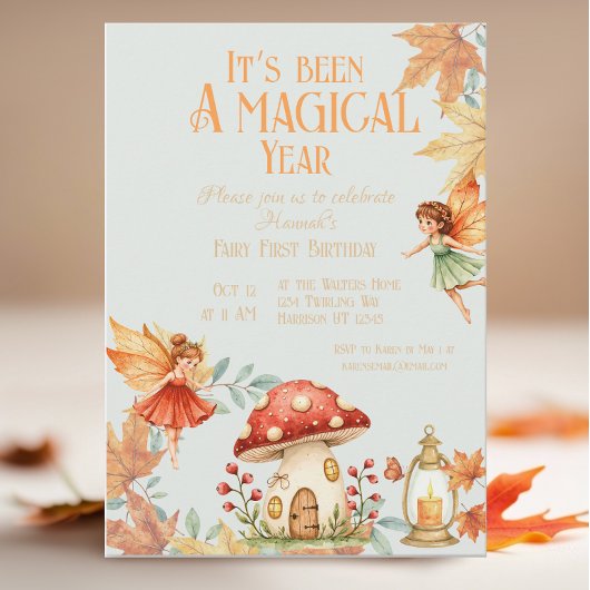 Invitation Fairy First Magic Fall Birthday